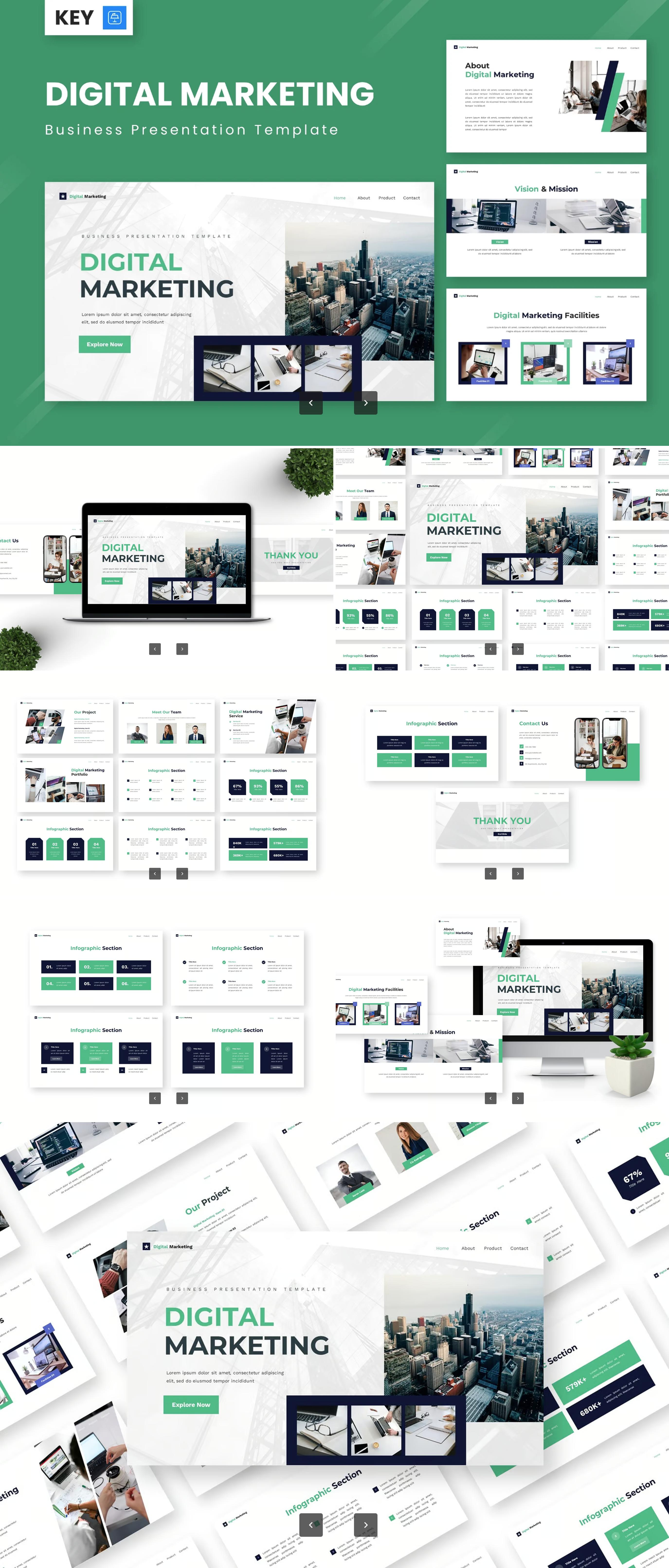 数字营销Keynote模板商务PPT高端大气可编辑企业宣传创意设计Digital Marketing – Business Keynote Templates