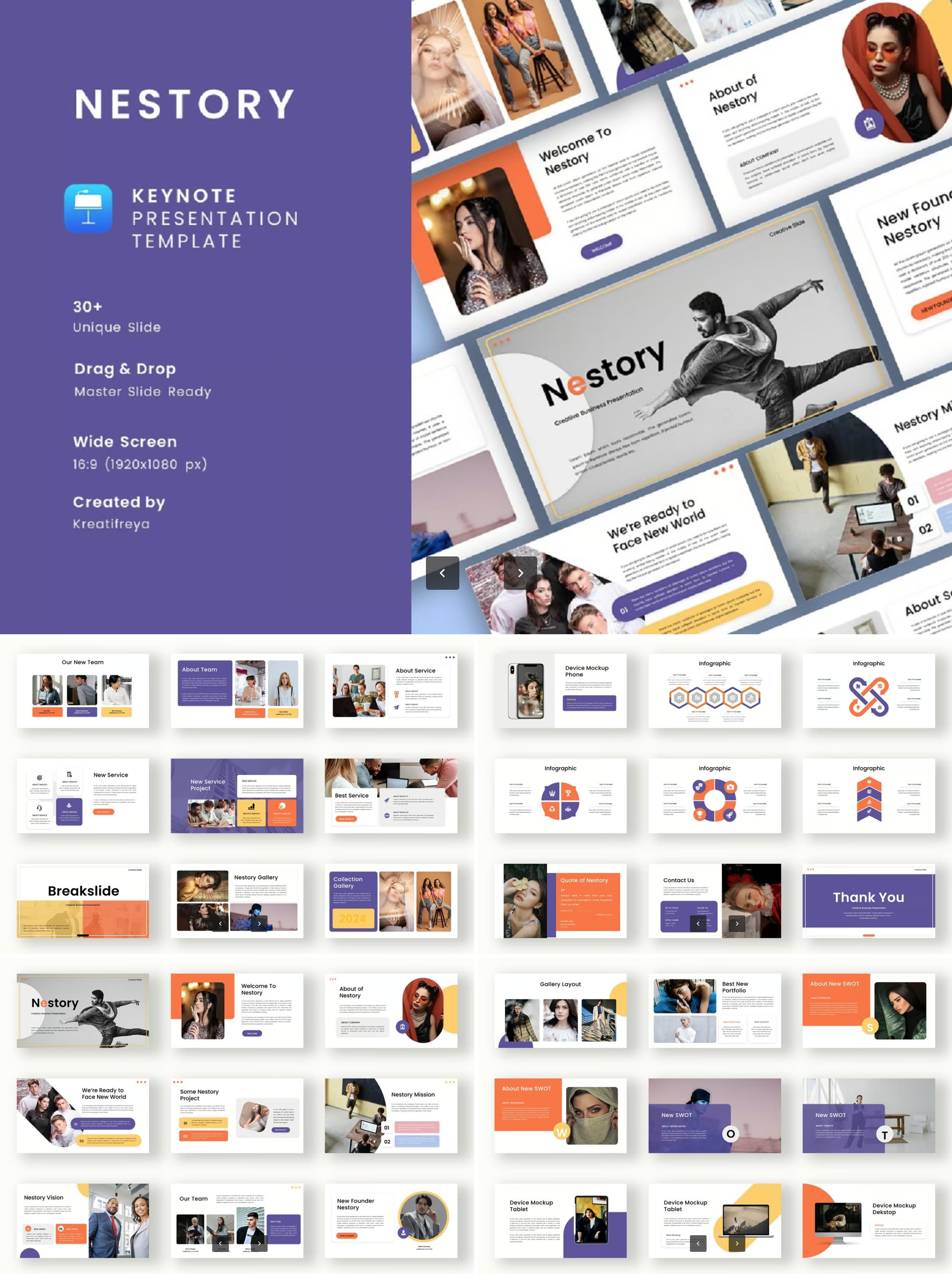 高端商务创意PPT模板可编辑动态企业汇报工作总结毕业答辩KeynoteNestory – Creative Business Keynote Template