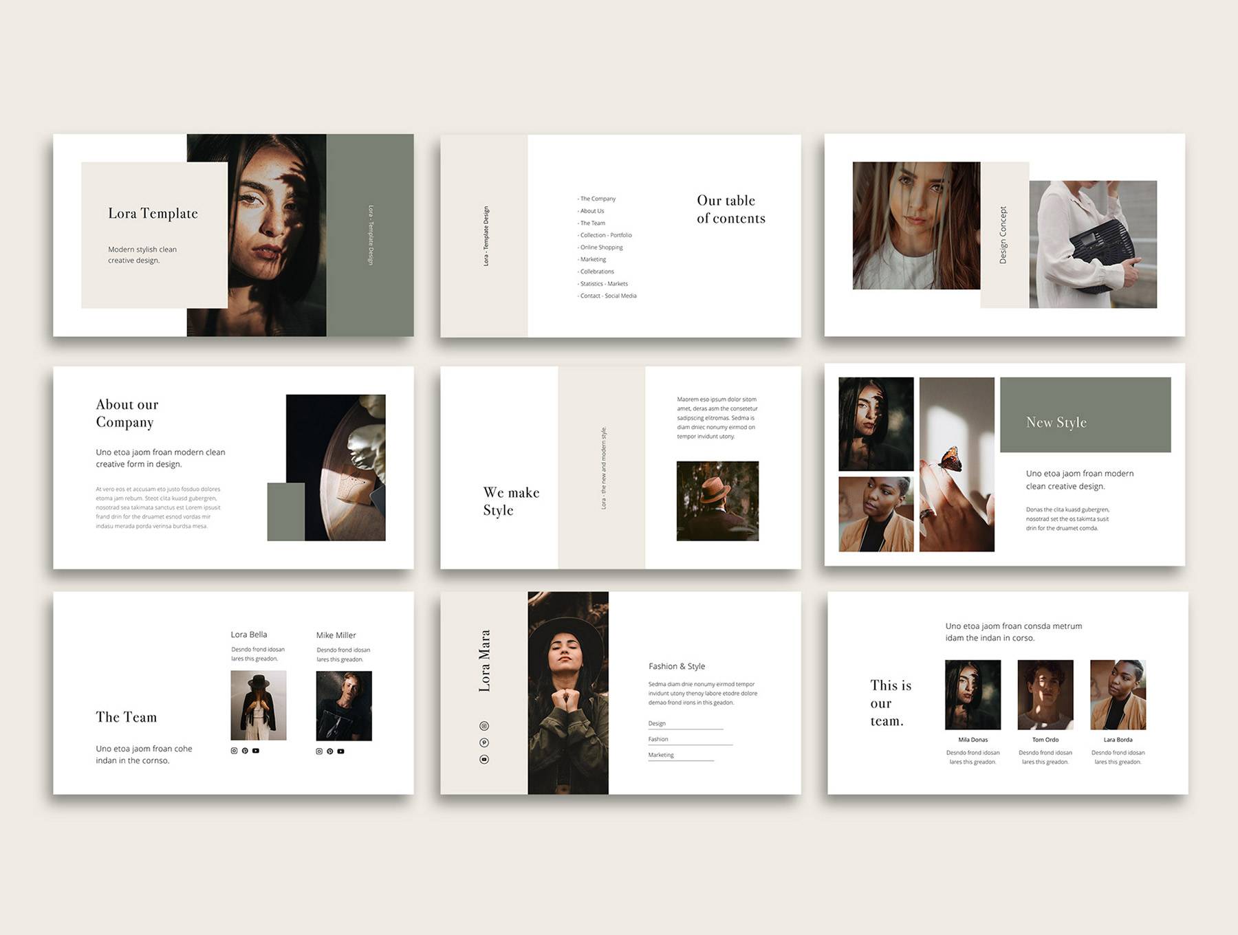 K0463 时尚杂志封面人物摄影商业品牌演讲Keynote模板 LORA – Vertical Keynote Template-演示喵HUB