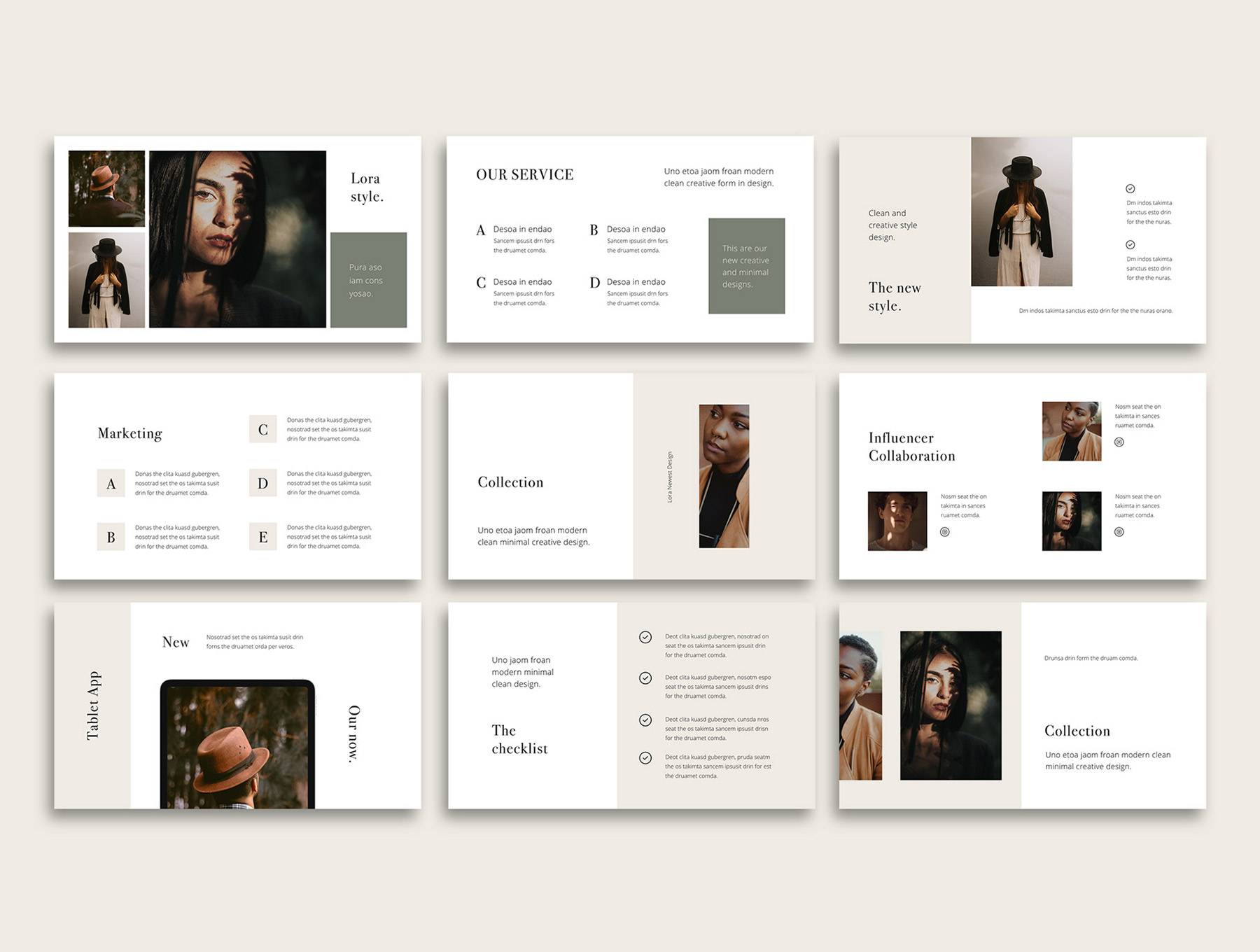 K0463 时尚杂志封面人物摄影商业品牌演讲Keynote模板 LORA – Vertical Keynote Template-演示喵HUB