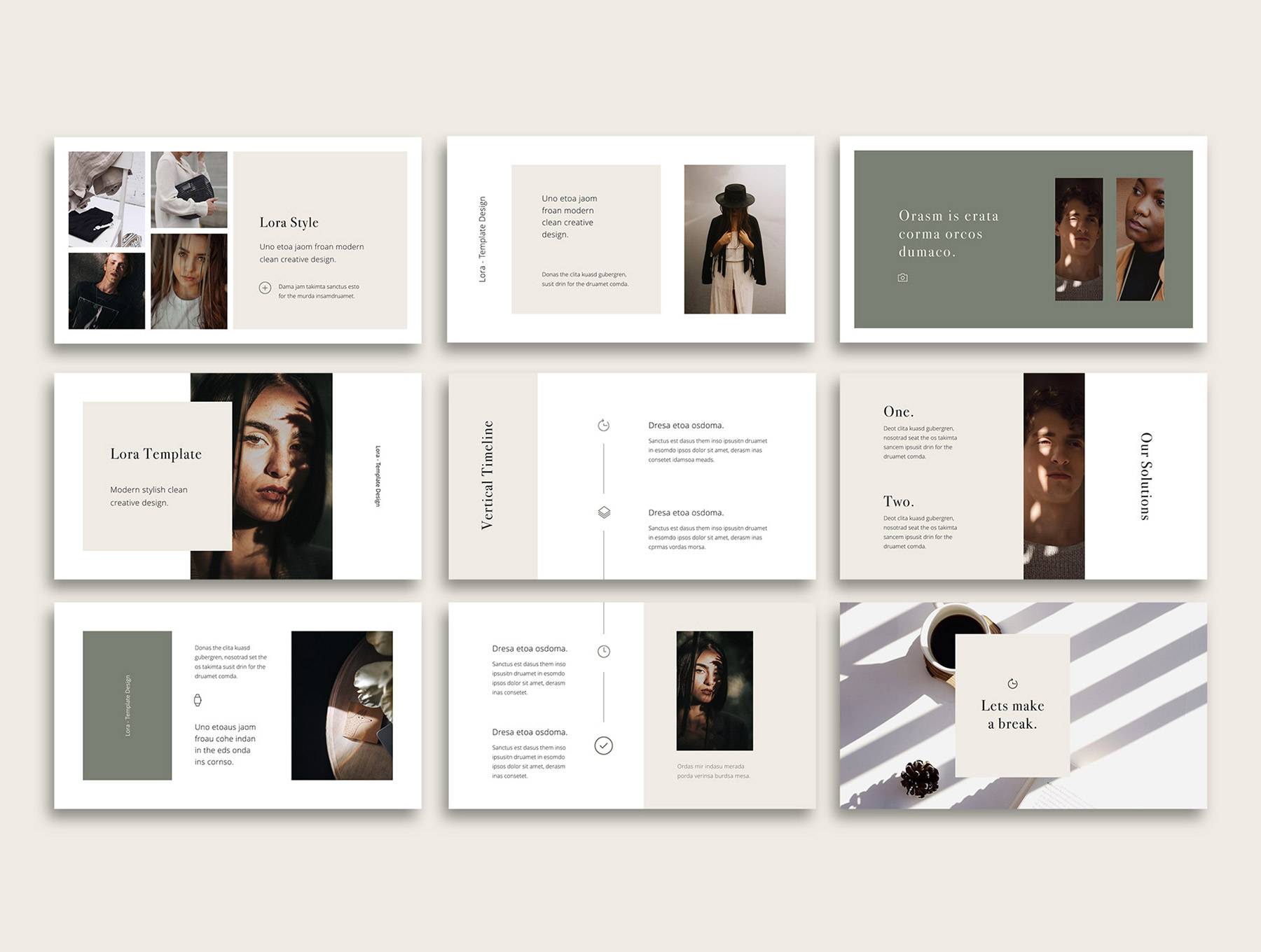 K0463 时尚杂志封面人物摄影商业品牌演讲Keynote模板 LORA – Vertical Keynote Template-演示喵HUB