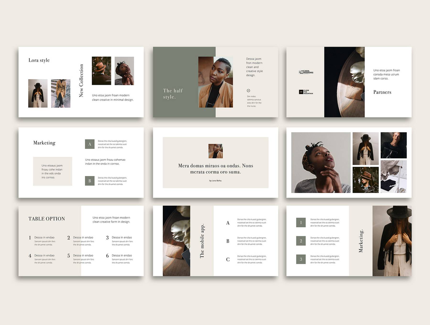 K0463 时尚杂志封面人物摄影商业品牌演讲Keynote模板 LORA – Vertical Keynote Template-演示喵HUB