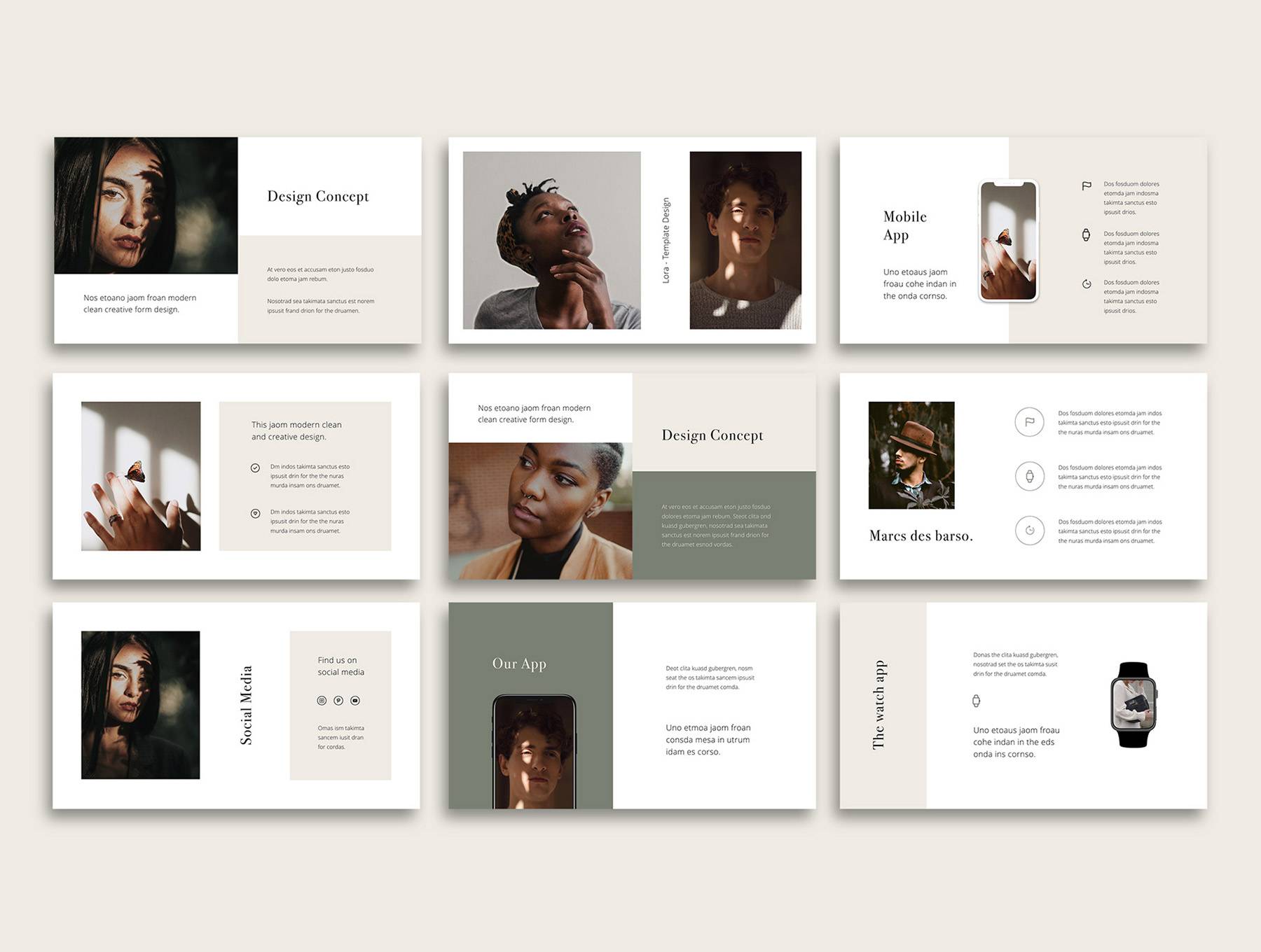 K0463 时尚杂志封面人物摄影商业品牌演讲Keynote模板 LORA – Vertical Keynote Template-演示喵HUB