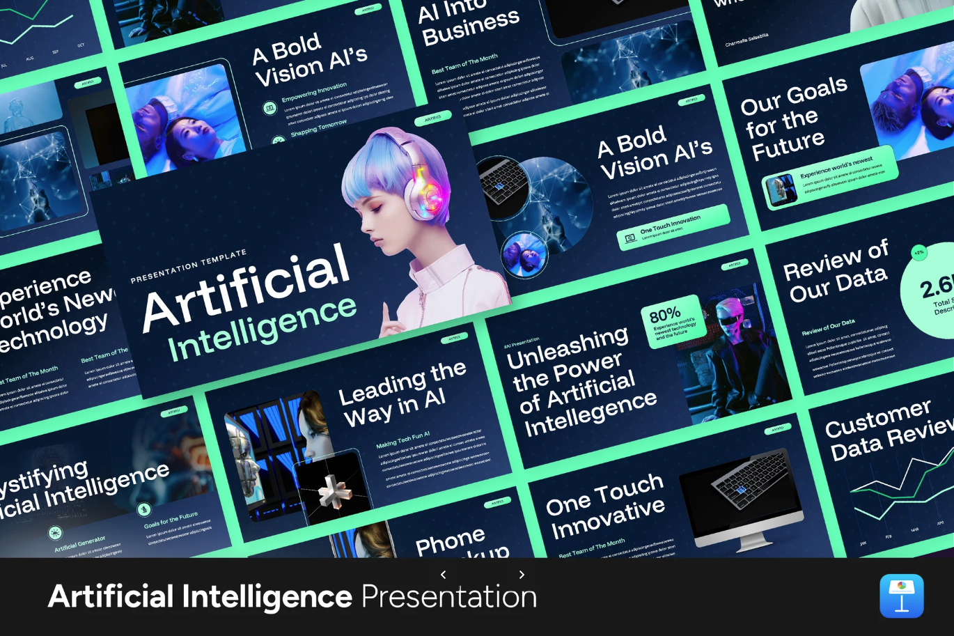 AI科技风Keynote模板 高端商务智能主题 可编辑人工智能演示文稿Artificial Intelligence Keynote-演示喵HUB