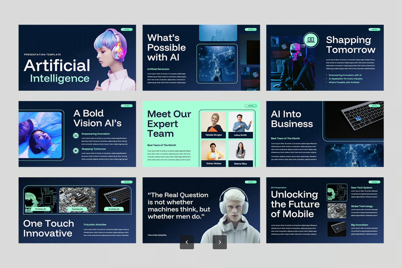 AI科技风Keynote模板 高端商务智能主题 可编辑人工智能演示文稿Artificial Intelligence Keynote-演示喵HUB