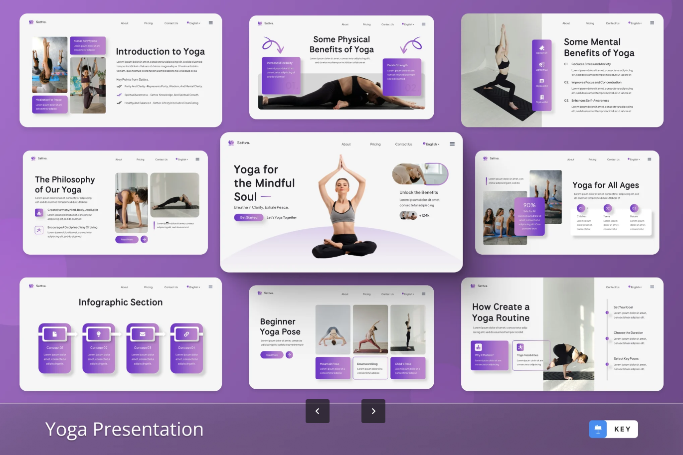 瑜伽冥想Keynote模板极简风禅意设计静心主题商务演讲高级感Yoga Meditation-演示喵HUB