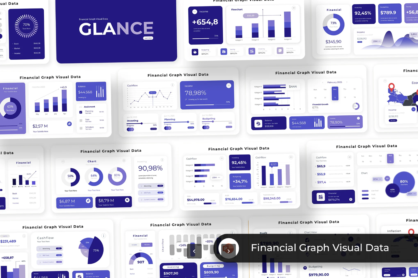 金融数据Keynote模板高级商务风可视化图表工作汇报直接套用Financial Graphic Data Visual infographics-演示喵HUB