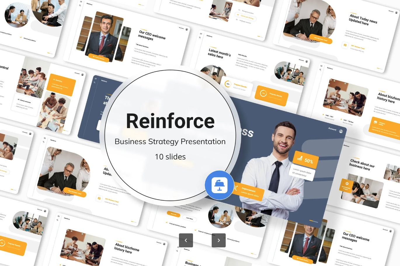 高端商业策划Keynote模板 企业战略商务风可编辑 简约大气创意设计Reinforce - Business Strategy Keynote-演示喵HUB