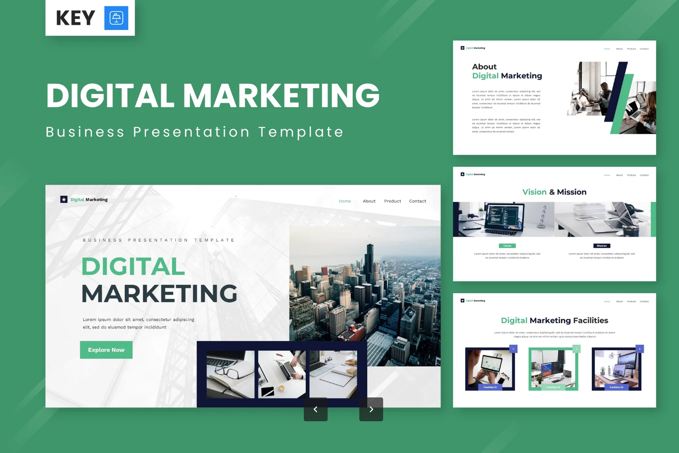 数字营销Keynote模板商务PPT高端大气可编辑企业宣传创意设计Digital Marketing - Business Keynote Templates-演示喵HUB