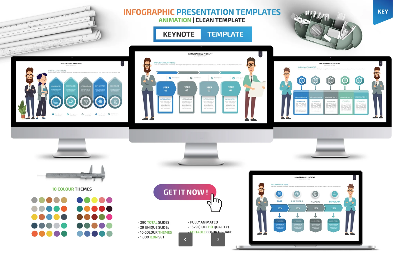 高级感Infographic动态Keynote模板 苹果专用商务汇报可编辑演示素材Infographic Keynote Presentation Templates-演示喵HUB