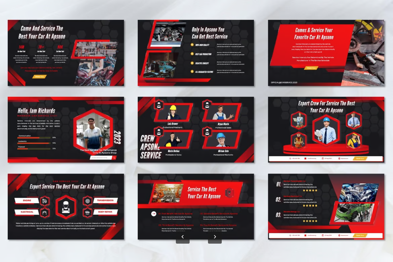 Apsone汽车服务Keynote模板商务风高端大气苹果专用可编辑Apsone - Car Service Keynote Template-演示喵HUB