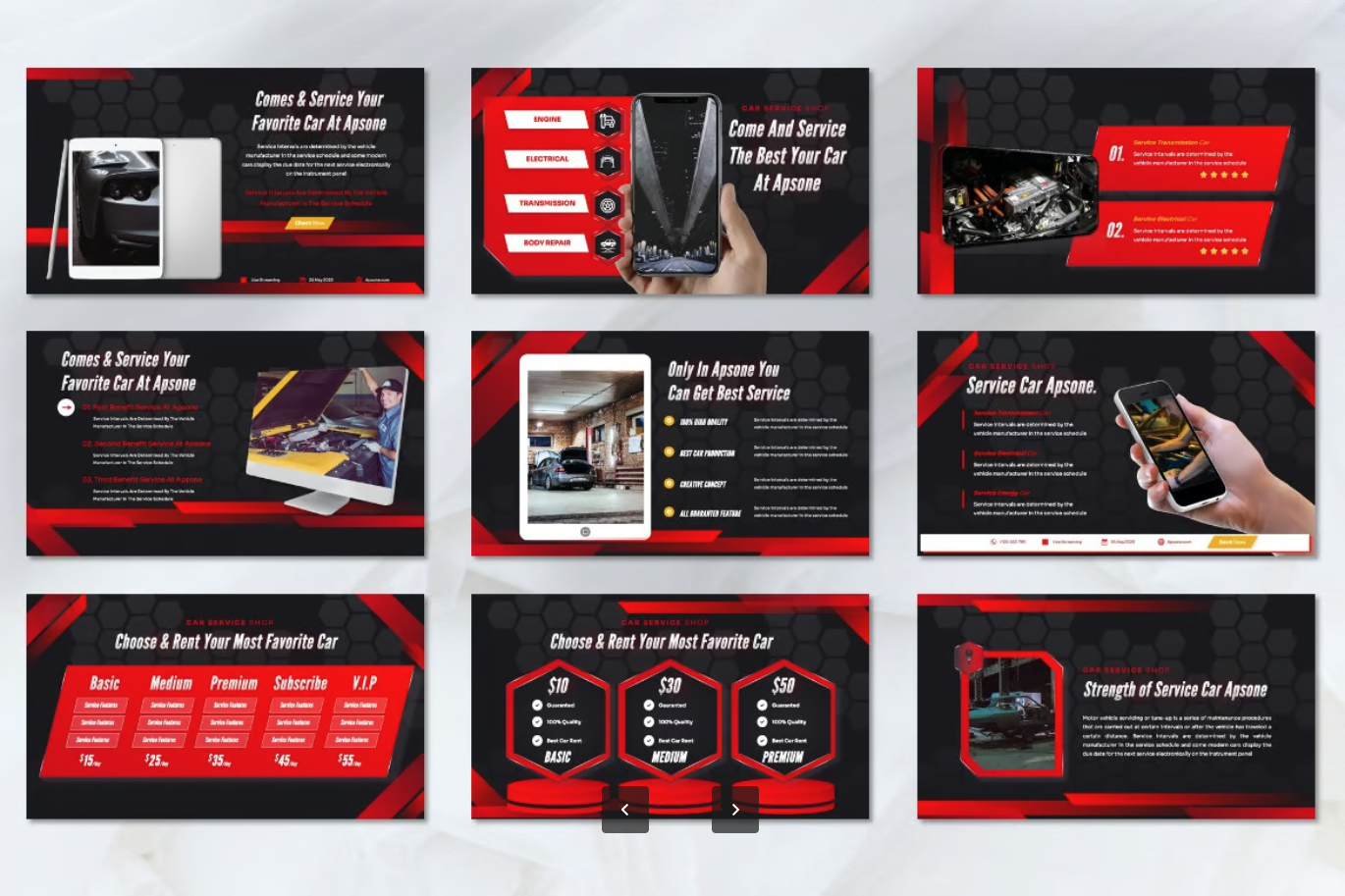 Apsone汽车服务Keynote模板商务风高端大气苹果专用可编辑Apsone - Car Service Keynote Template-演示喵HUB