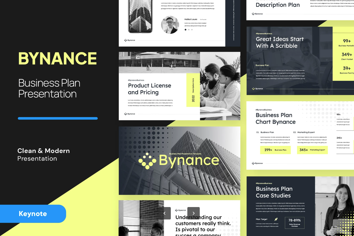 Bynance高端商务Keynote模板2024企业级商业计划书苹果专用设计素材BYNANCE - Business Plan Keynote-演示喵HUB
