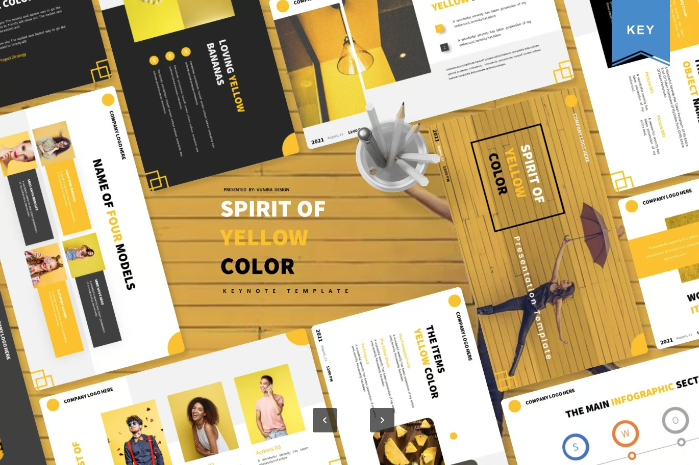 高端大气黄色系商务风Keynote模板创意设计简约现代可编辑Spirit of Yellow   Keynote Template-演示喵HUB