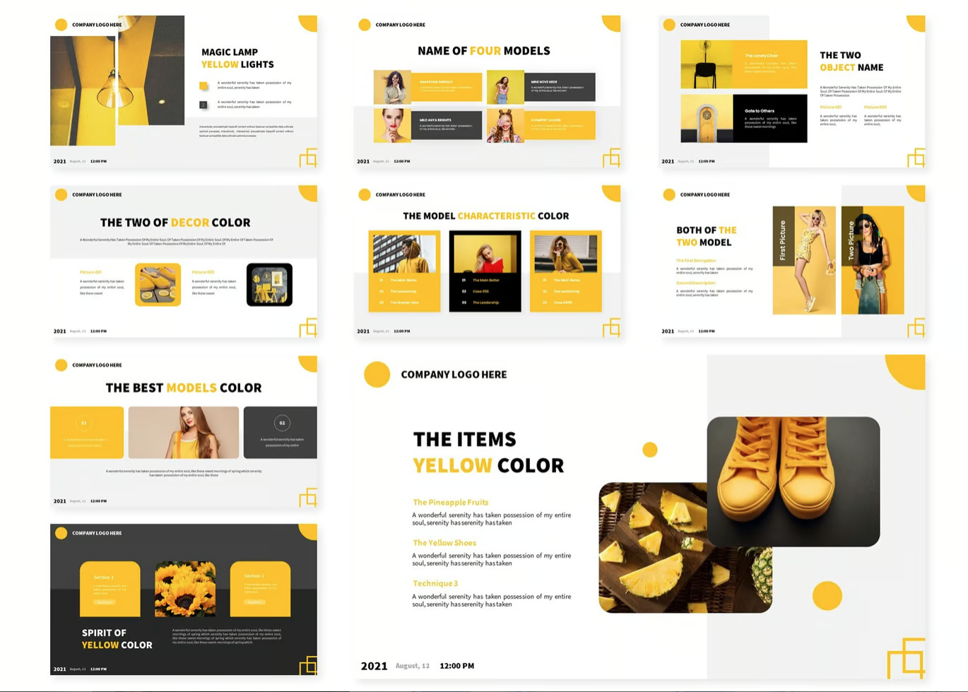高端大气黄色系商务风Keynote模板创意设计简约现代可编辑Spirit of Yellow   Keynote Template-演示喵HUB