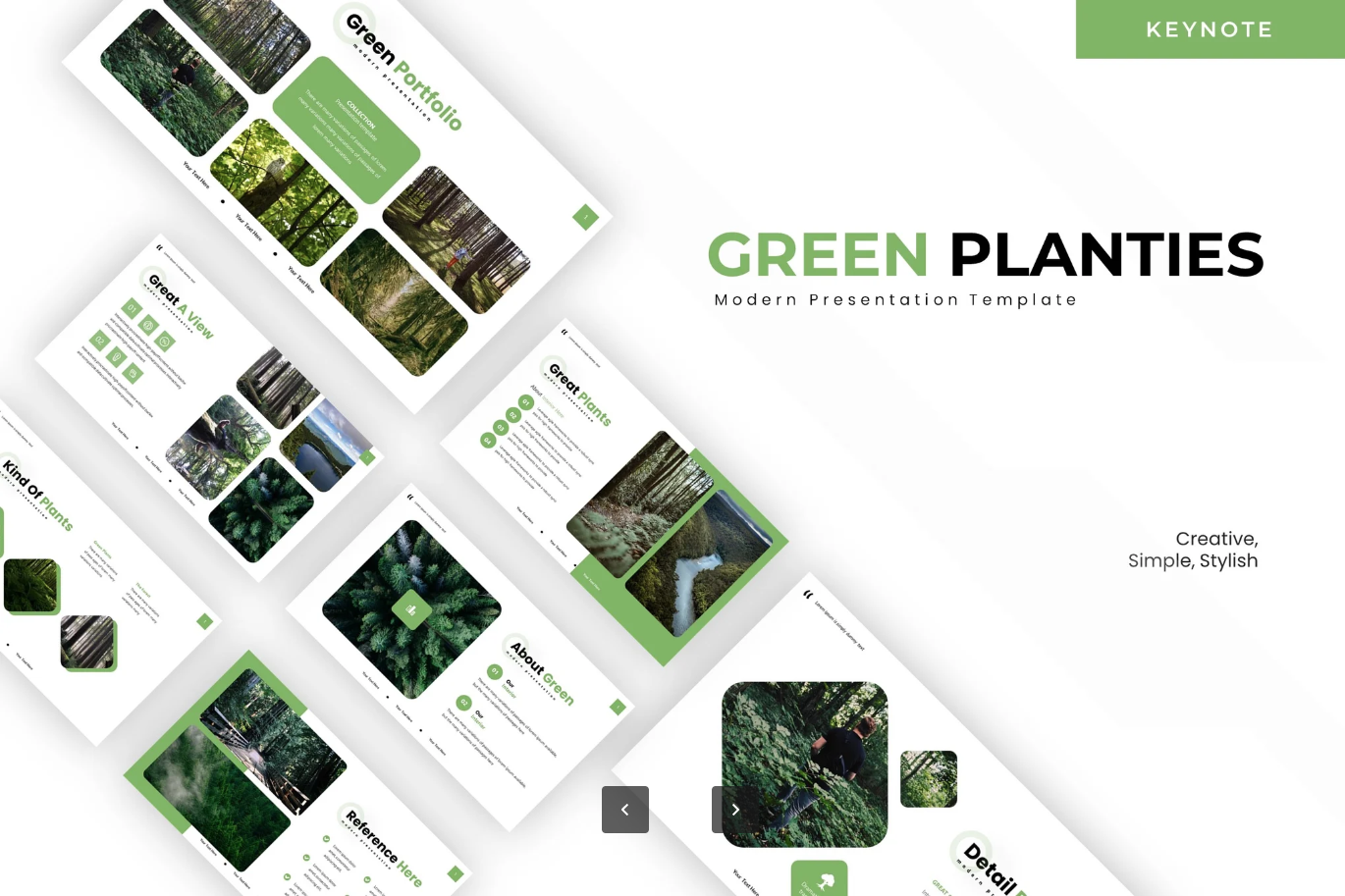 Mac专用清新植物系Keynote模板商务汇报极简可编辑高级感Green Planties - Keynote Template-演示喵HUB