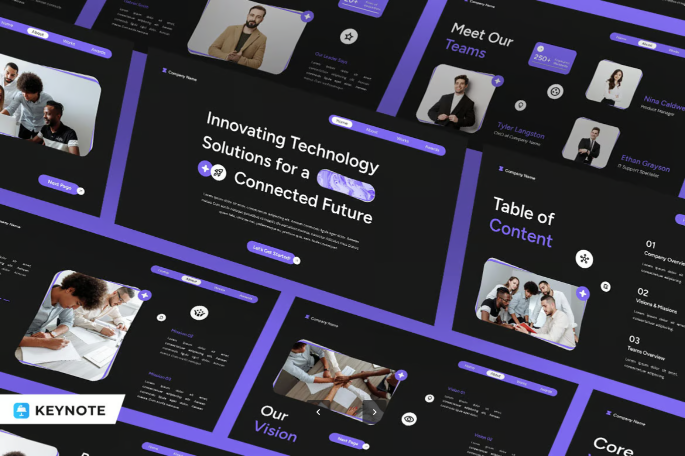 黑紫科技风Keynote模板2024企业介绍高端商务可编辑Black Purple Modern Technology Company Profile 006-演示喵HUB