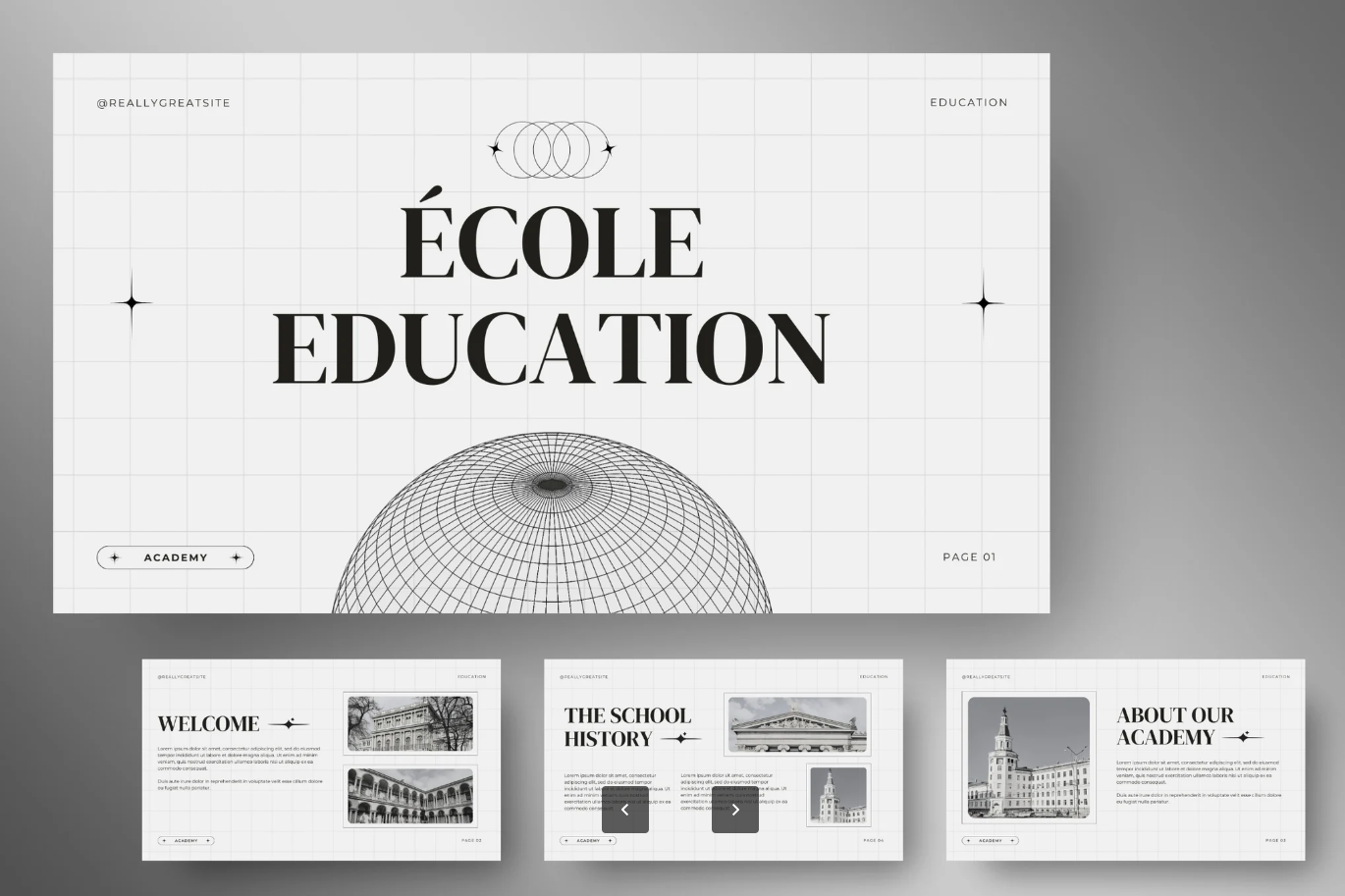 École学术风教育课件Keynote模板 简约大气教师必备教学演示高端设计École - Education Academy-演示喵HUB