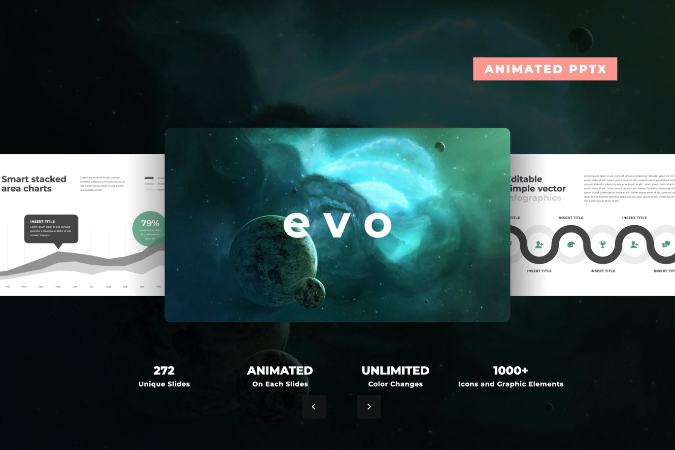 高级感动态PPT模板商务风可编辑简约大气创意动画工作汇报Evo Animated PowerPoint Template-演示喵HUB