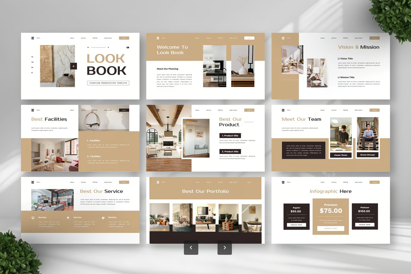 高端质感北欧风家具设计Keynote模板极简商务演示PPT可编辑Look Book - Furniture Keynote Templates-演示喵HUB