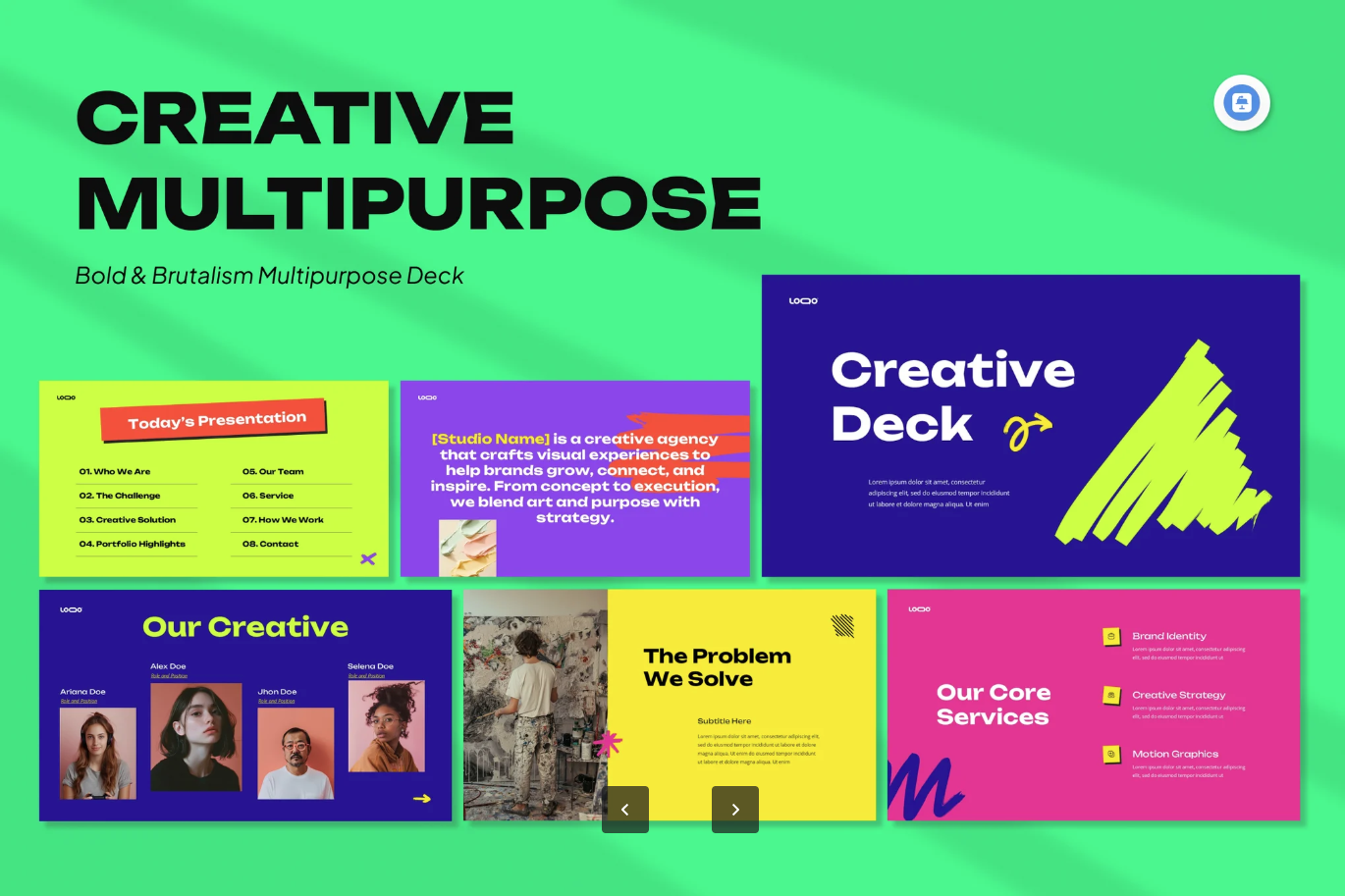 新粗野主义Keynote模板创意多用途商务汇报可编辑PPT素材Creative Neobrutalism Multipurpose Keynote-演示喵HUB