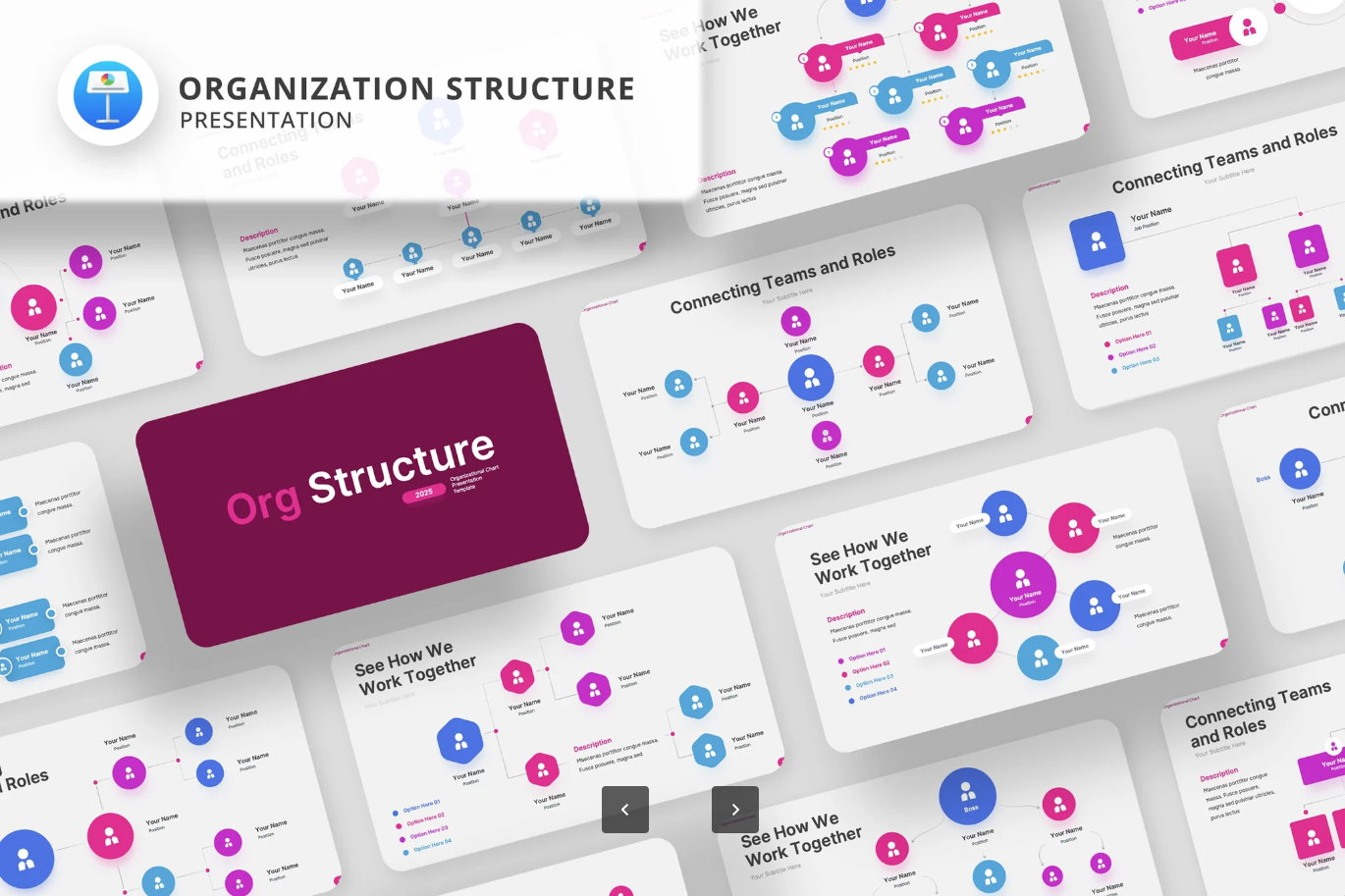 企业组织架构图PPT模板Word可编辑公司管理扁平化设计人力资源专用Organization Structure-演示喵HUB