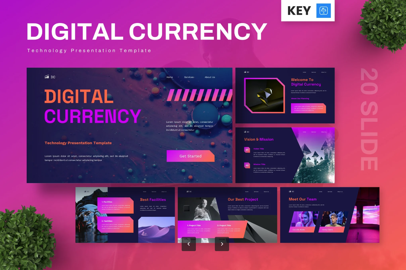 2024科技感数字货币Keynote模板区块链主题可编辑商务演讲PPTDigital Currency - Technology Keynote Templates-演示喵HUB