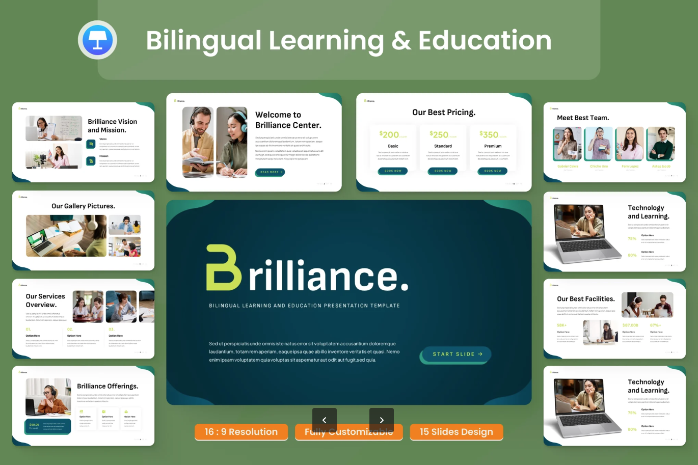 双语学习PPT模板可编辑中英文教学课件教师必备Bilingual Learning & Education Presentation-演示喵HUB