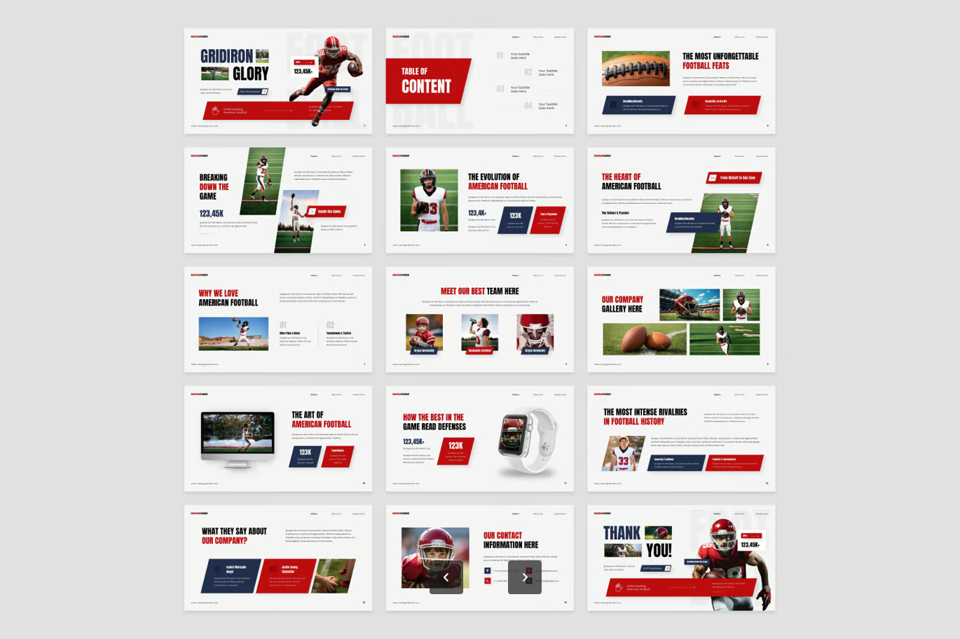 高端商务美式橄榄球PPT模板动态特效可编辑创意素材American Football Presentation-演示喵HUB