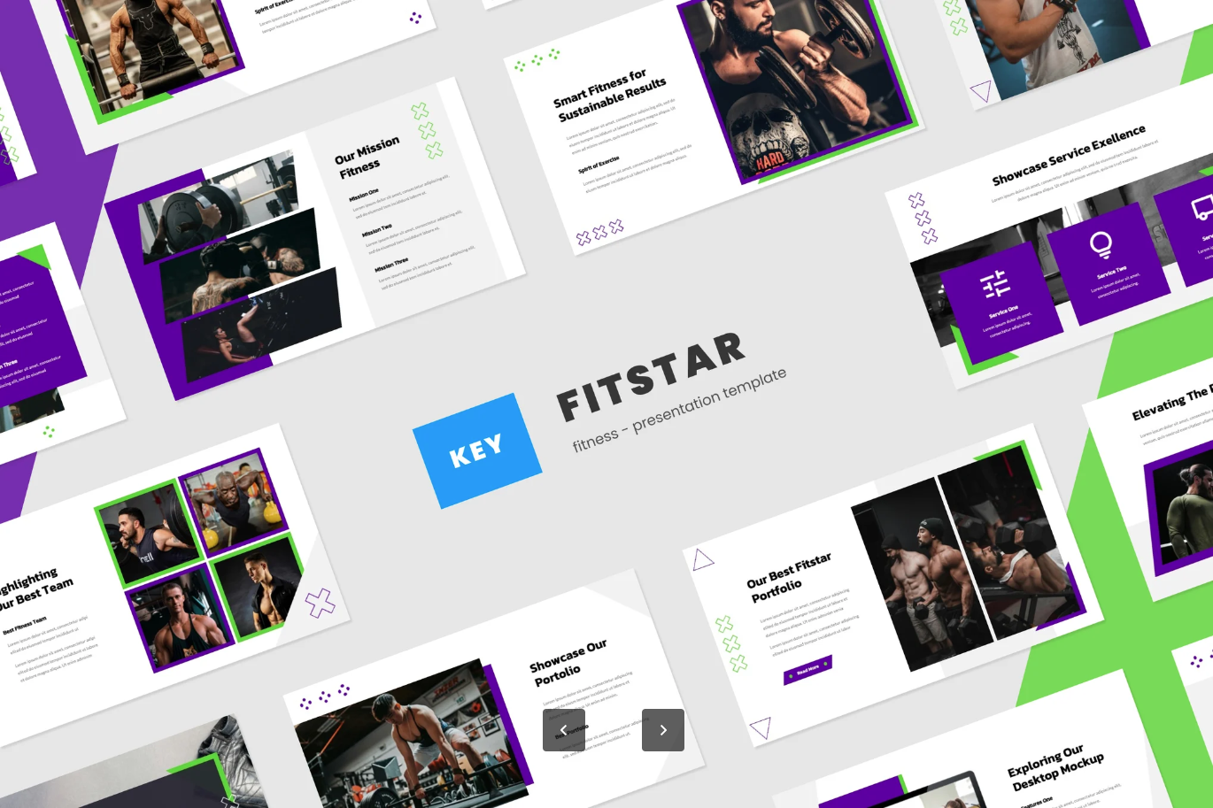 健身PPT Keynote模板30页可编辑一键套用高端动态设计Fitstar - Fitness Keynote Template-演示喵HUB