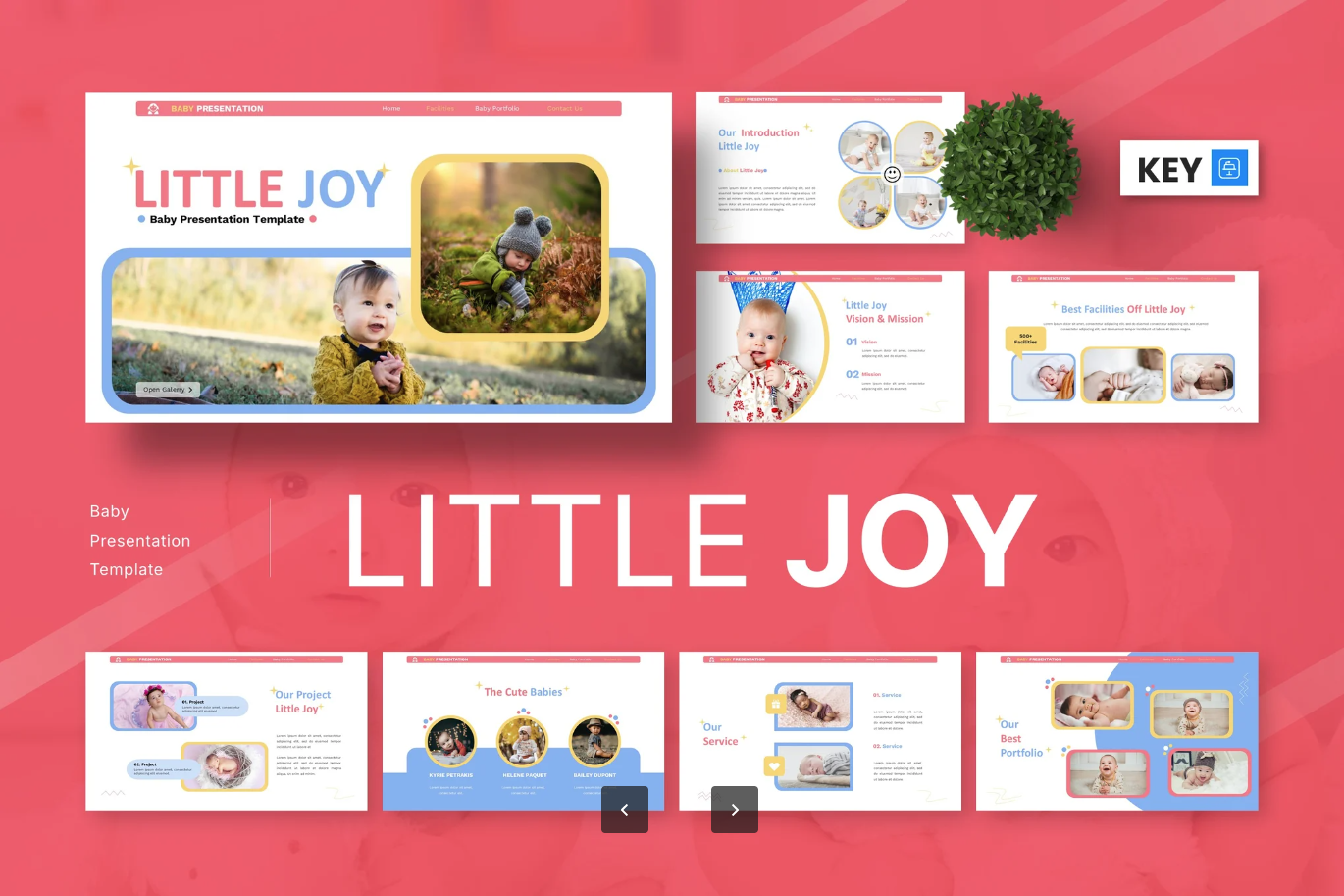 Keynote婴儿PPT模板可爱宝宝主题简约商务风创意设计免费下载Little Joy - Baby Keynote Templates-演示喵HUB