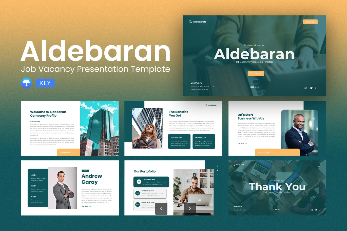 高端求职简历PPT模板Aldebaran可编辑简约大气创意设计职场必备Aldebaran – Job Vacancy Keynote Template-演示喵HUB