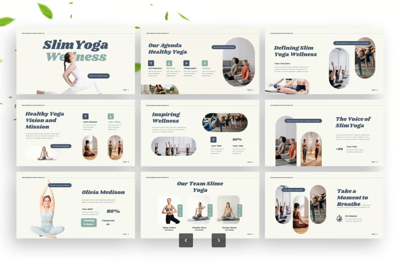 极简风瑜伽PPT模板商务演示高级感可编辑动态幻灯片KeynoteYoga Presentation-演示喵HUB