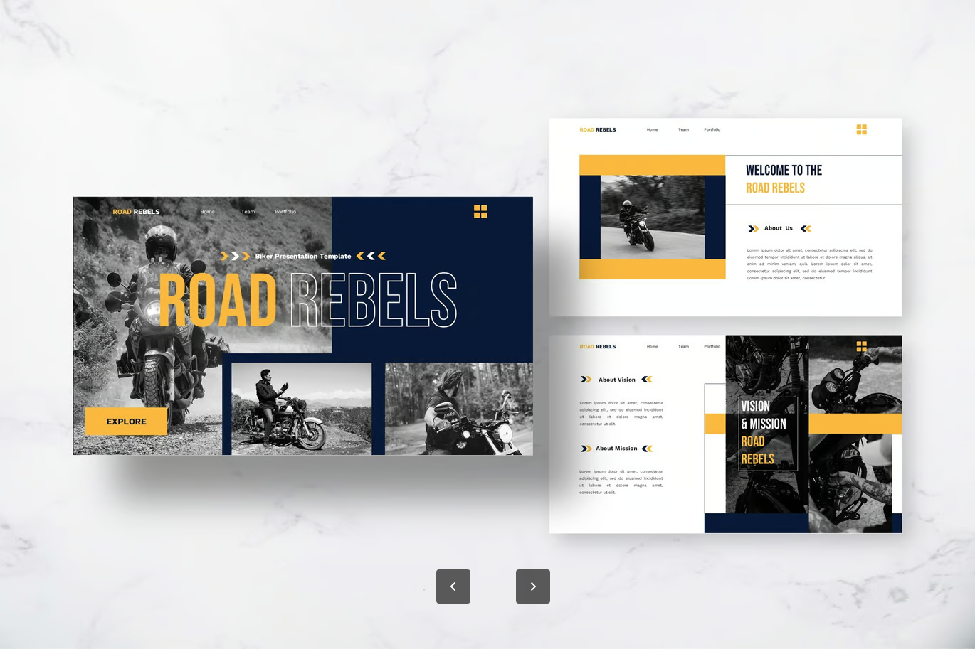 Road Rebels摩托车主题Keynote模板苹果专用商务演示可编辑动态Road Rebels - Biker Keynote Templates-演示喵HUB