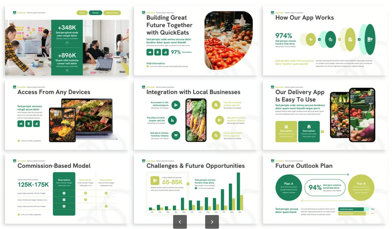 美食餐饮Keynote模板高端商务风PPT可编辑创意简约设计Quickeats - Food Keynote Template-演示喵HUB