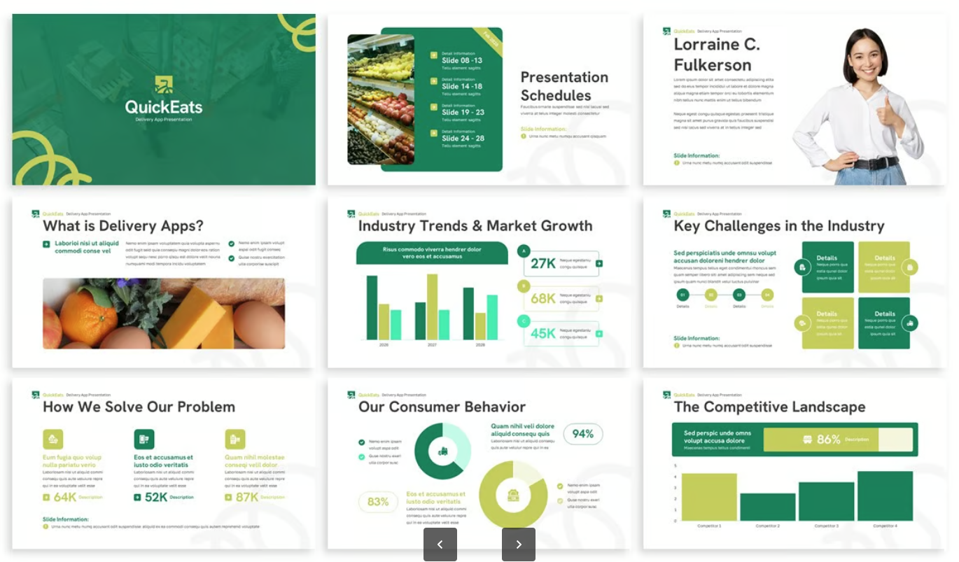 美食餐饮Keynote模板高端商务风PPT可编辑创意简约设计Quickeats - Food Keynote Template-演示喵HUB