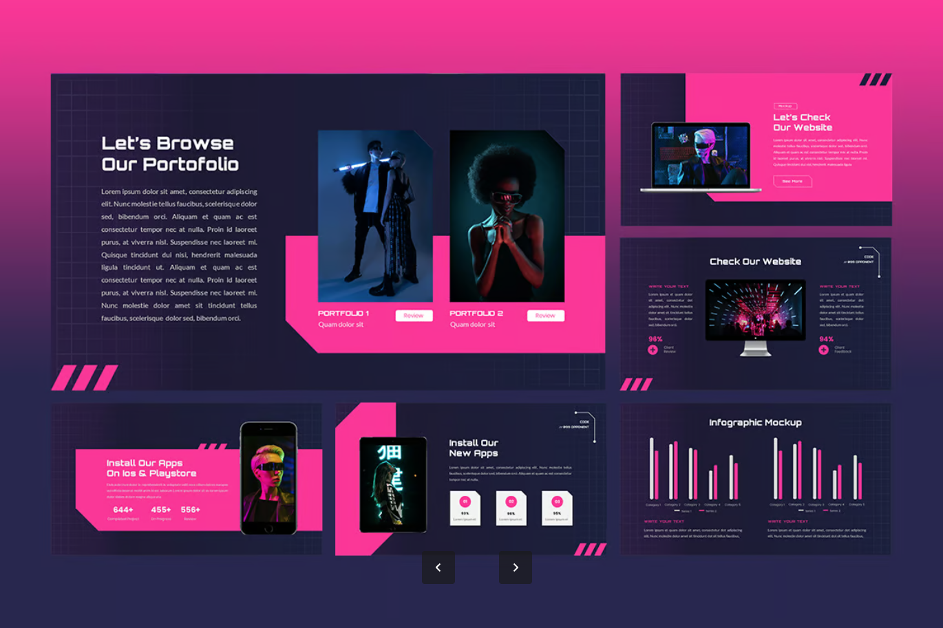 赛博朋克Keynote模板科技感动态PPT霓虹灯特效未来风商业演示文稿Opponent – Cyberpunk Keynote Template-演示喵HUB