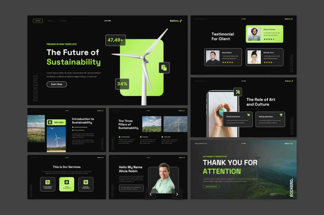 环保极简风可持续发展PPT模板可编辑动态商务汇报Keynote设计Sustainability Presentation Template Keynote-演示喵HUB