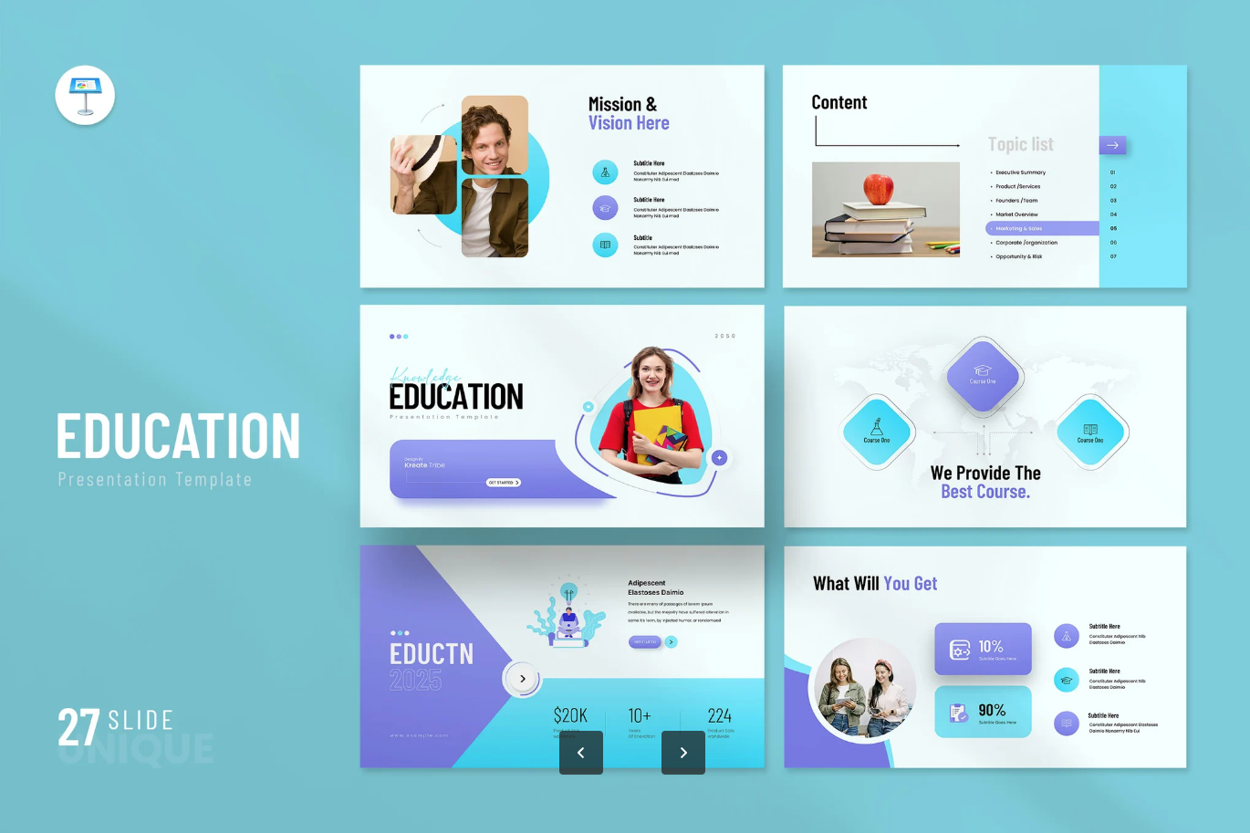 【教育PPT模板】简约风Keynote学术答辩课件教师教学演示设计素材Education Presentation Keynote-演示喵HUB