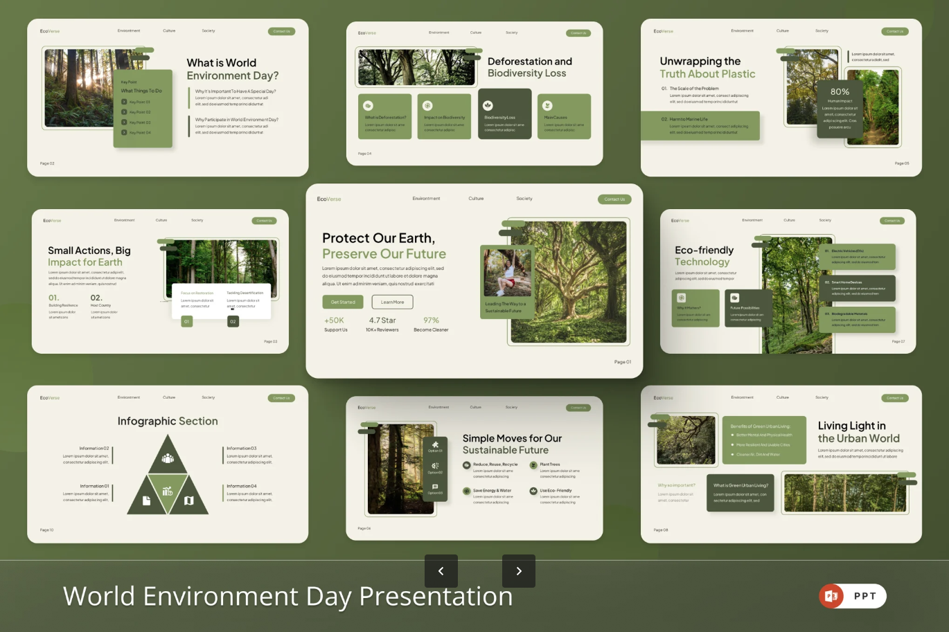 可编辑世界地球日环保PPT模板高端商务风动态演示Earth Protect Environment Day-演示喵HUB