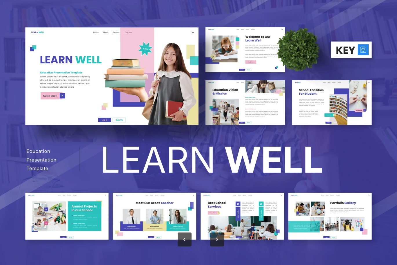 教师专用Learn Well教育Keynote模板 简约大气学术风PPT课件可编辑Learn Well - Education Keynote Templates-演示喵HUB