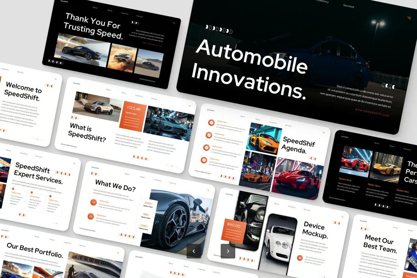 高端商务汽车行业PPT模板可编辑动态创意设计创新方案路演专用Automotive Business & Innovation Presentation-演示喵HUB