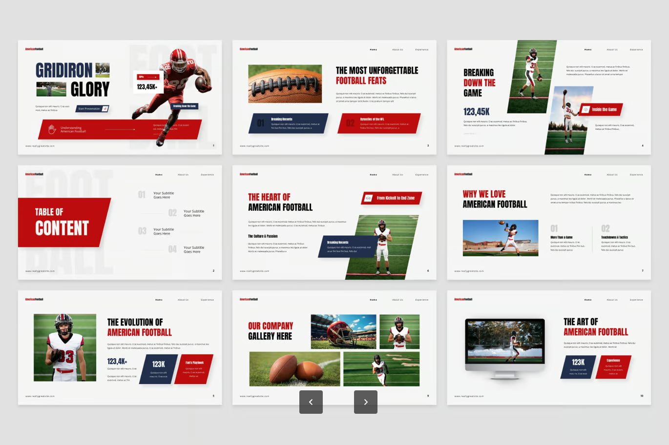 美式橄榄球PPT模板动态动画可编辑商务演示高端设计30页American Football Presentation-演示喵HUB