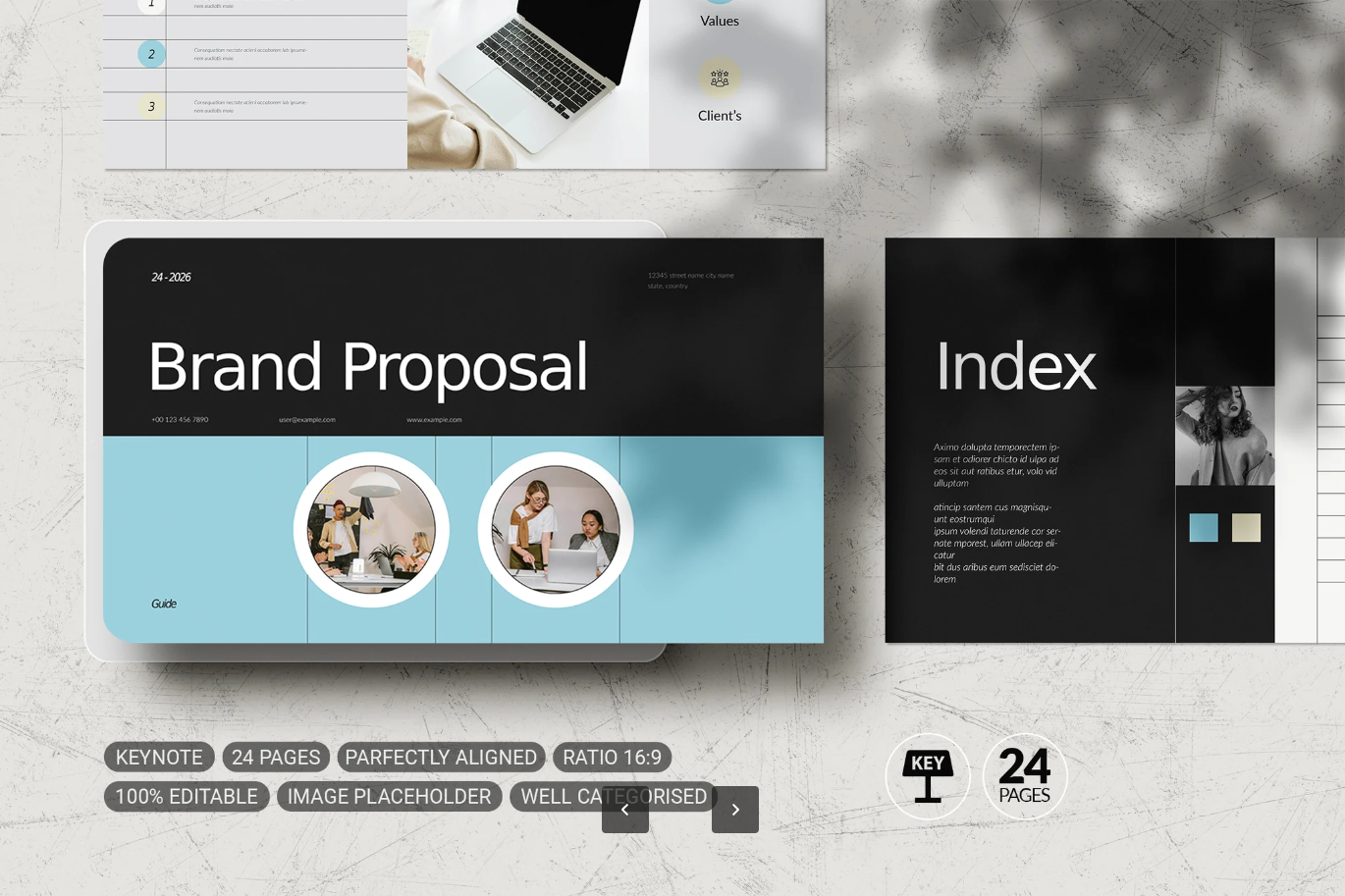 Keynote商业提案PPT模板苹果专用高端大气可编辑企业级设计方案Brand Proposal Template Keynote-演示喵HUB