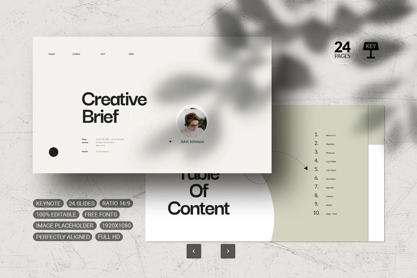 苹果Keynote创意简报PPT模板商务演示高端设计可编辑专业版Creative Brief Keynote Template-演示喵HUB