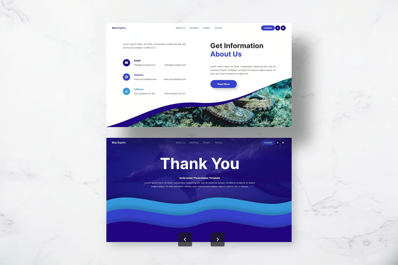 Keynote深海蓝动态PPT模板 商务风可编辑水母动画背景Blue Depths - Underwater Keynote Templates-演示喵HUB