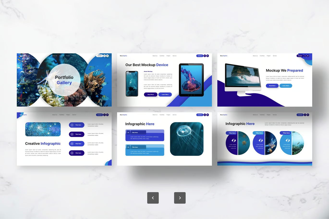 Keynote深海蓝动态PPT模板 商务风可编辑水母动画背景Blue Depths - Underwater Keynote Templates-演示喵HUB