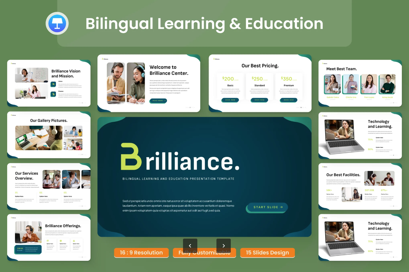 可编辑双语教学PPT模板 英语学习课件教师必备简约风教育素材Bilingual Learning & Education Presentation-演示喵HUB