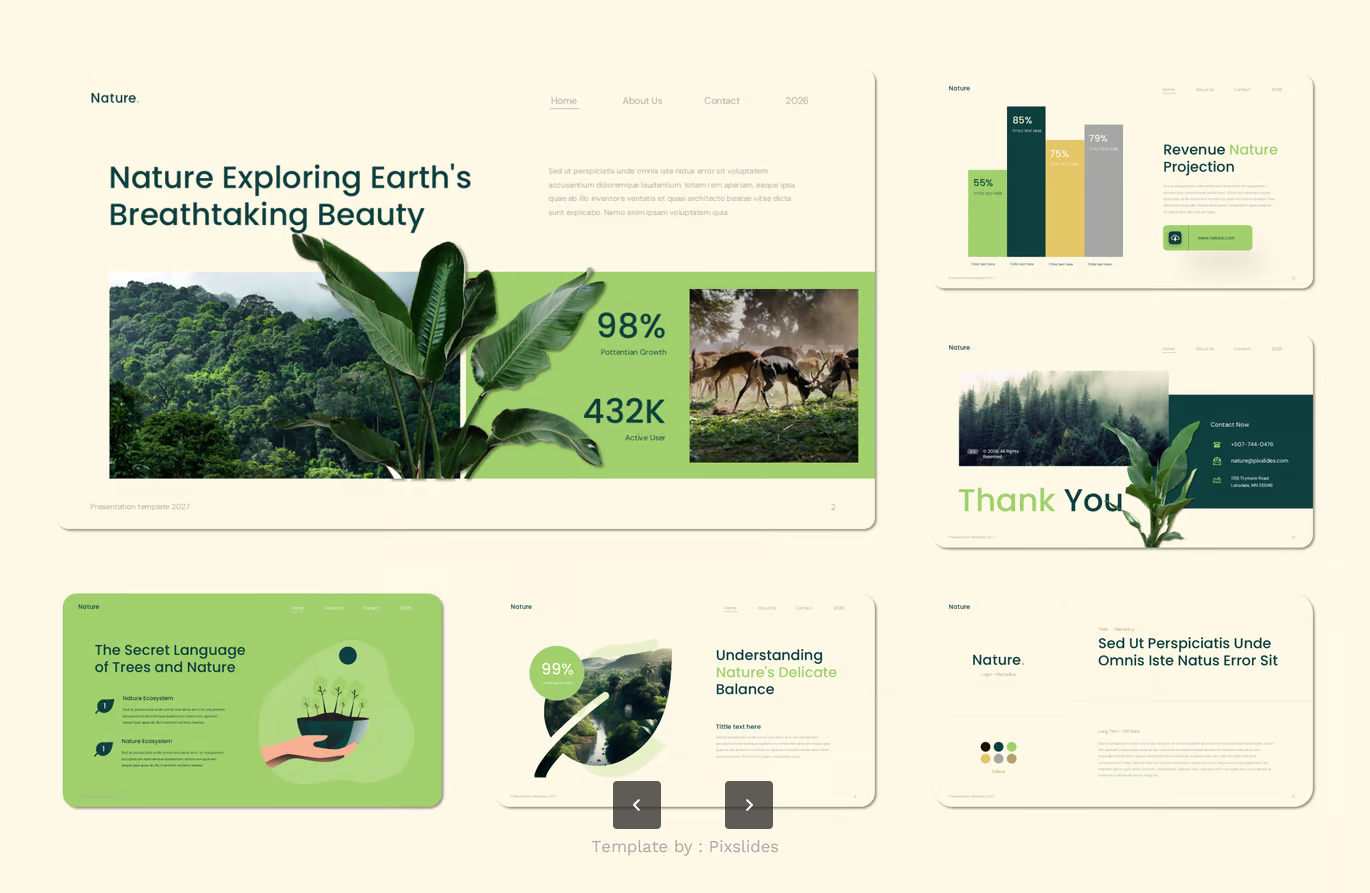 自然生态Keynote模板高端商务可编辑极简风PPT设计Nature Ecosystem Keynote-演示喵HUB