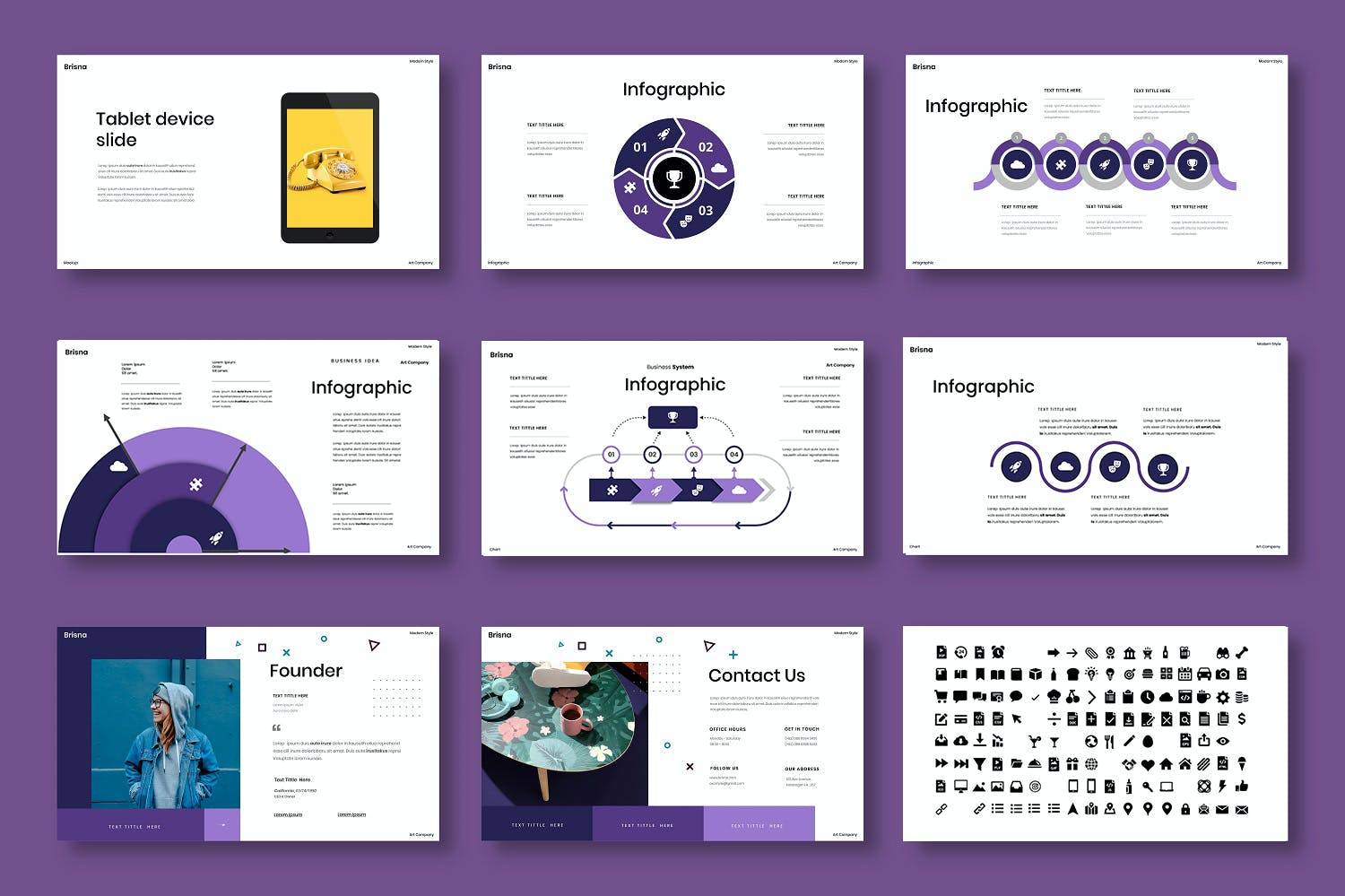K0434 创意多通途明亮商业公司摄影作品集Keynote模板 Brisna – Business Keynote Template-演示喵HUB
